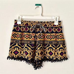 Xhilaration Yellow Patterned Rayon Shorts